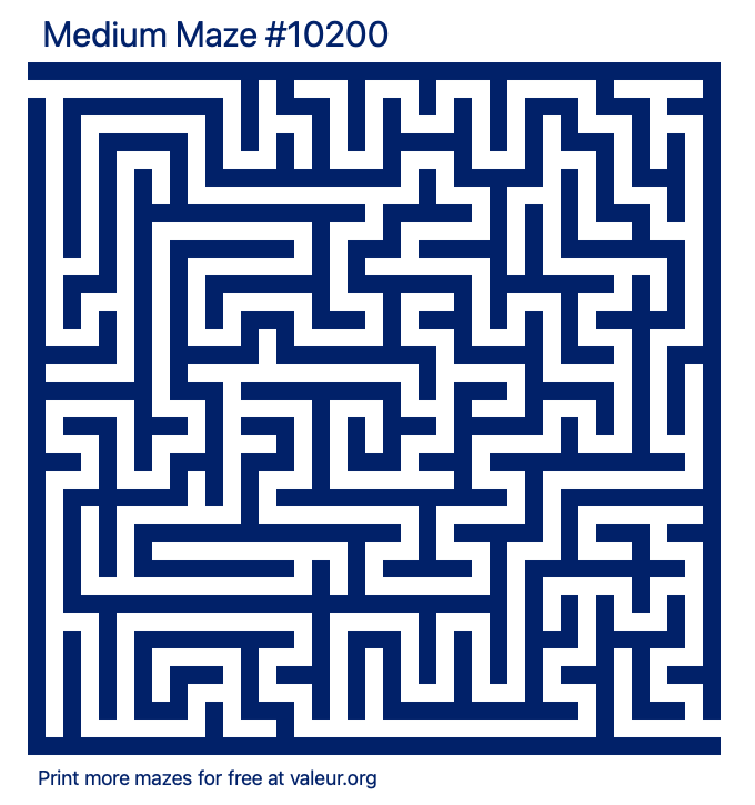 Free Printable Medium Maze number 10200