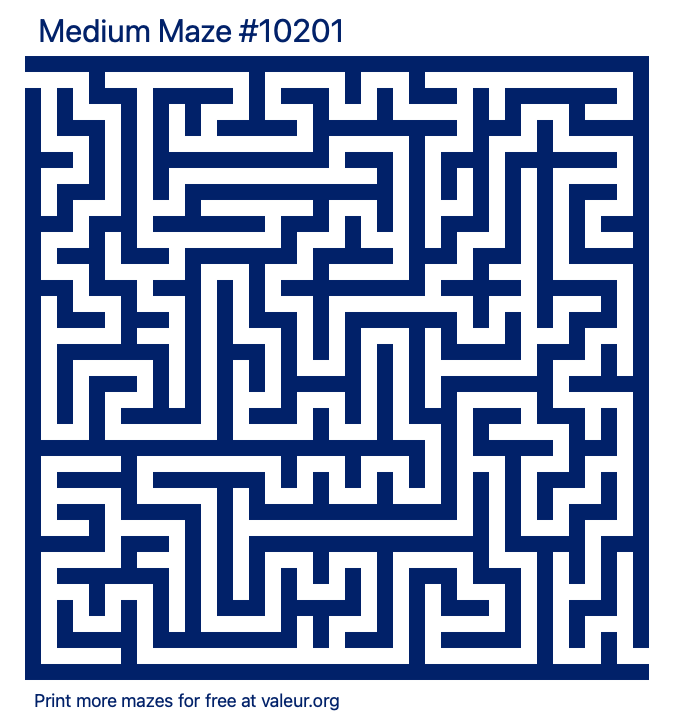 Free Printable Medium Maze number 10201