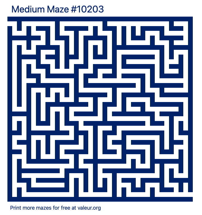 Free Printable Medium Maze number 10203