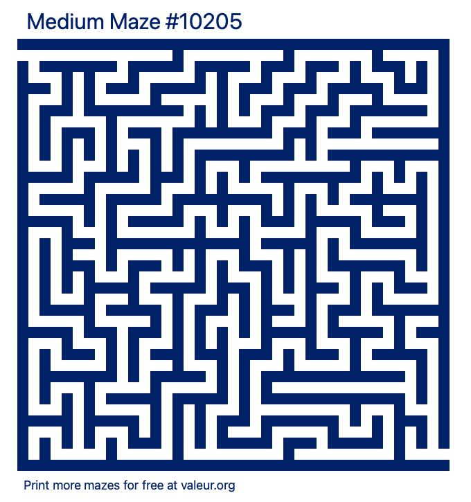 Free Printable Medium Maze number 10205