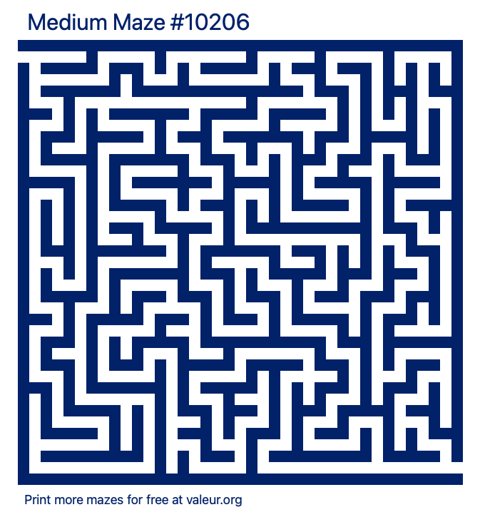 Free Printable Medium Maze number 10206