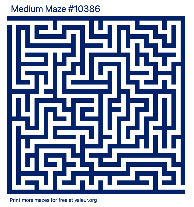 Free Printable Medium Maze number 10386