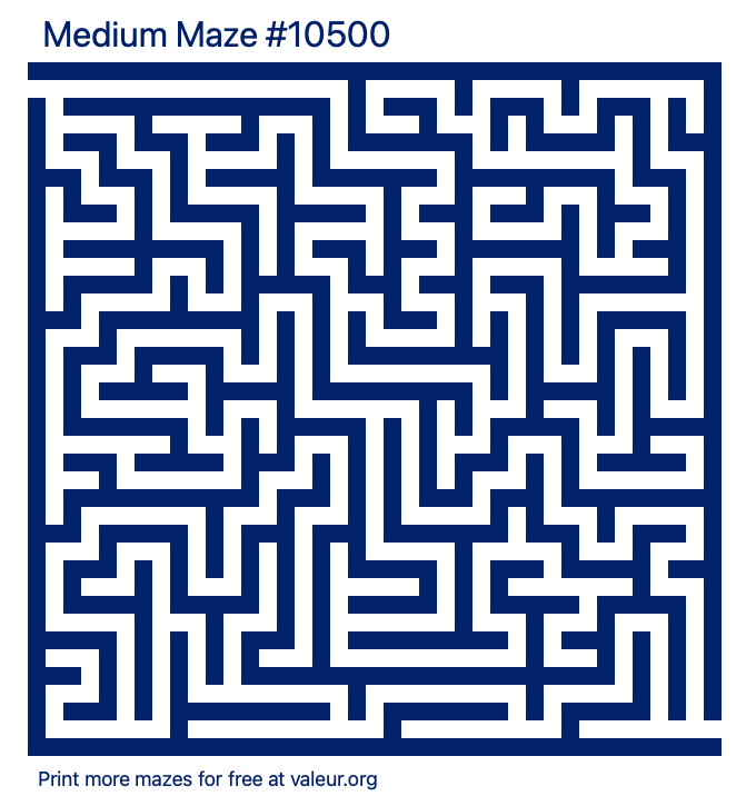 Free Printable Medium Maze number 10500