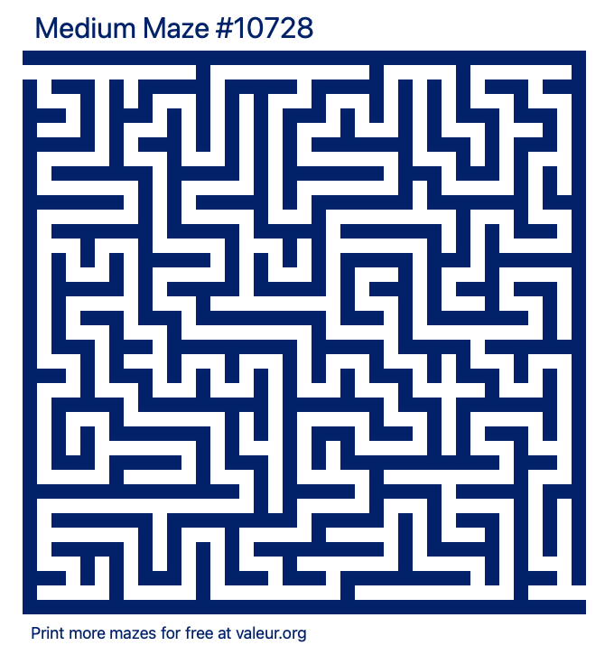 Free Printable Medium Maze number 10728