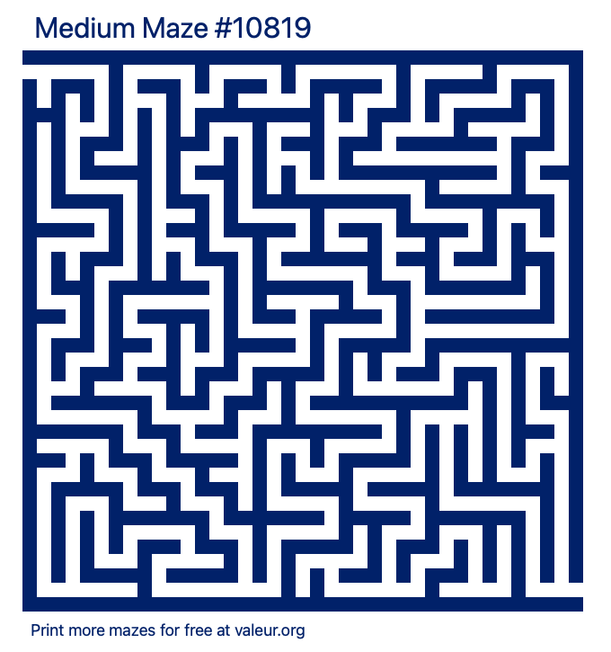 Free Printable Medium Maze number 10819