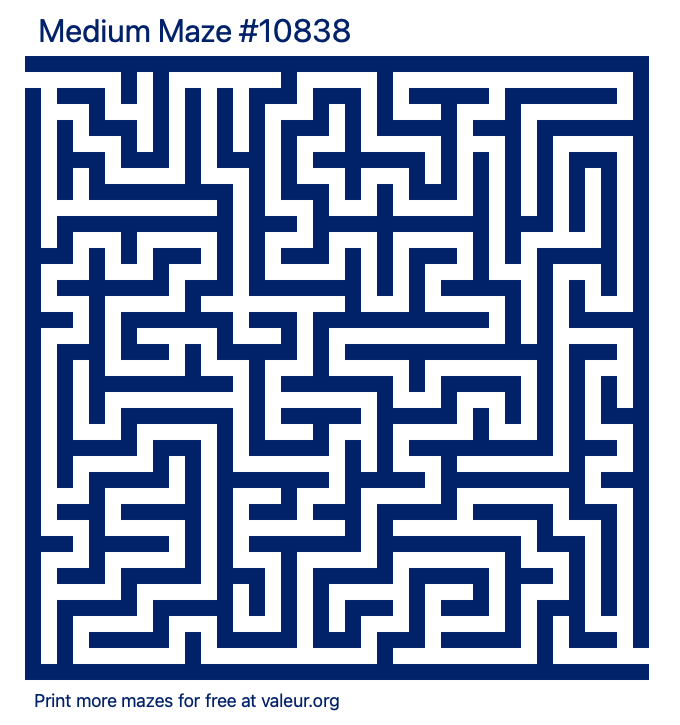 Free Printable Medium Maze number 10838