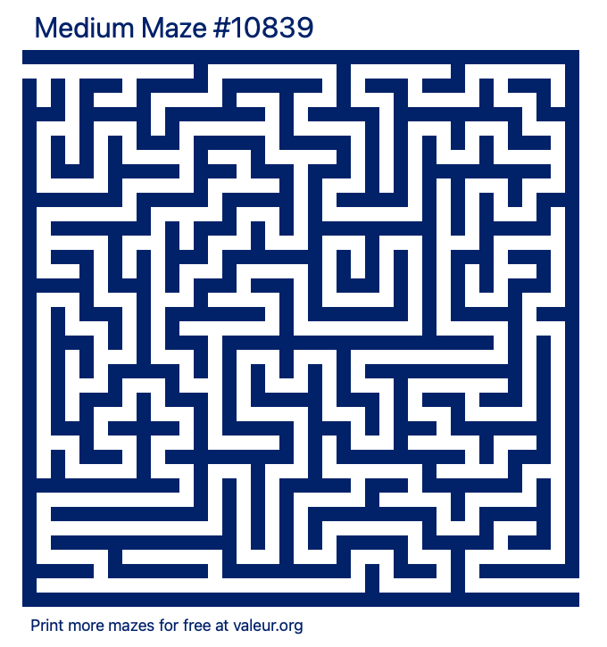 Free Printable Medium Maze number 10839