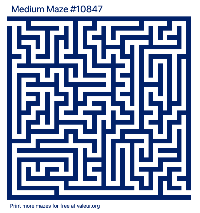Free Printable Medium Maze number 10847
