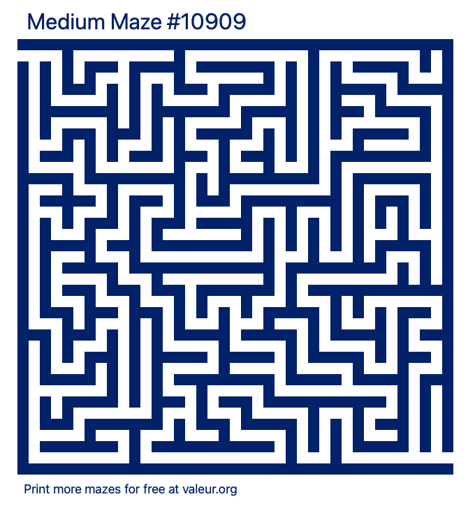 Free Printable Medium Maze number 10909