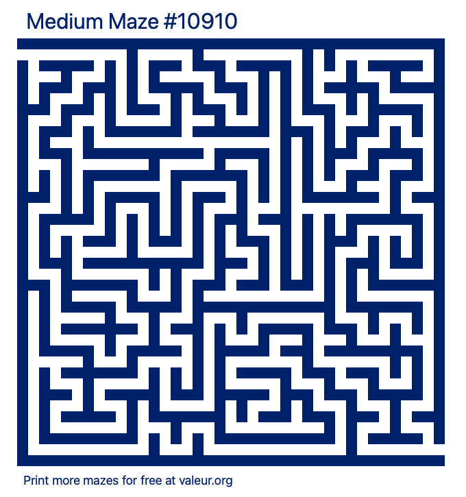 Free Printable Medium Maze number 10910