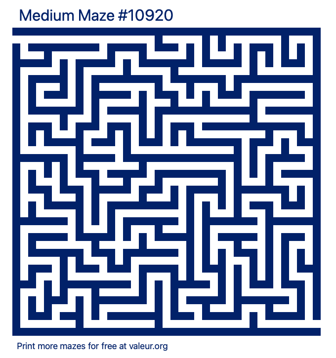 Free Printable Medium Maze number 10920