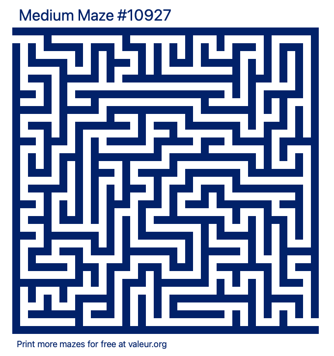 Free Printable Medium Maze number 10927