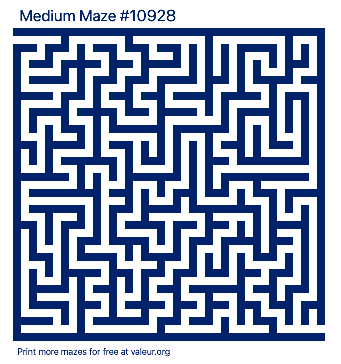 Free Printable Medium Maze number 10928