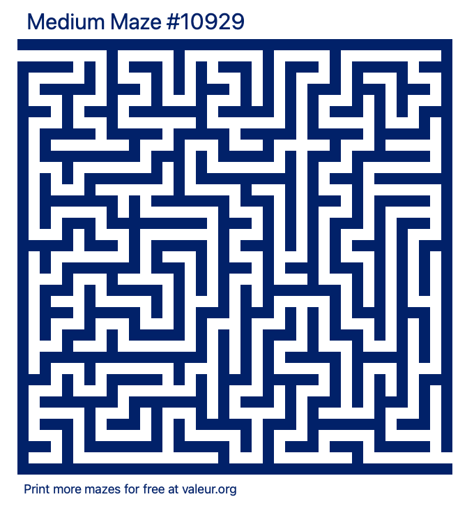 Free Printable Medium Maze number 10929
