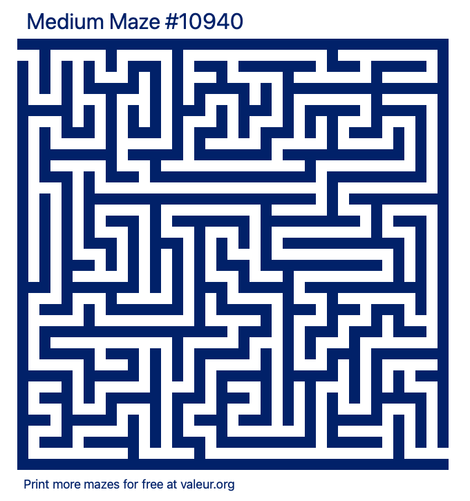 Free Printable Medium Maze number 10940