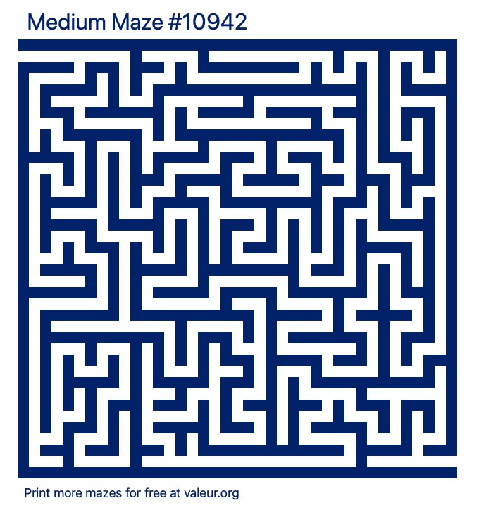 Free Printable Medium Maze number 10942