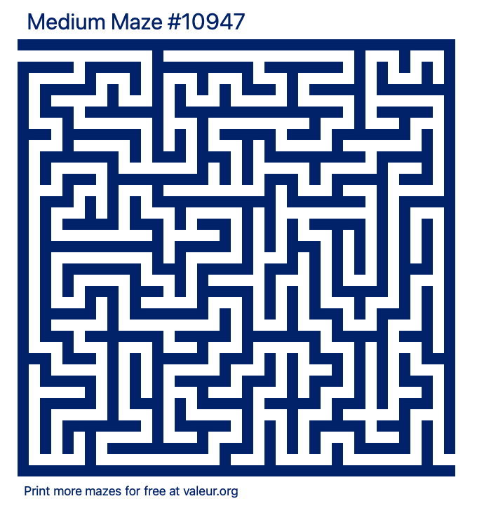 Free Printable Medium Maze number 10947
