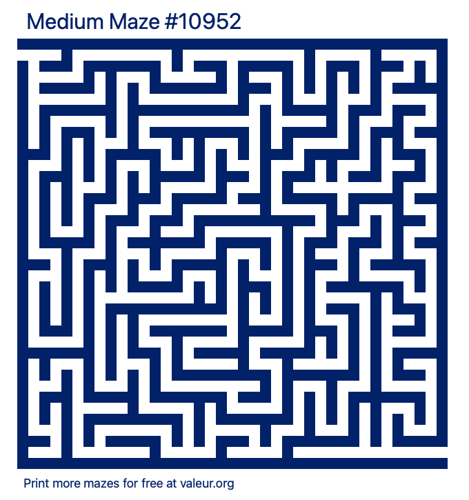 Free Printable Medium Maze number 10952