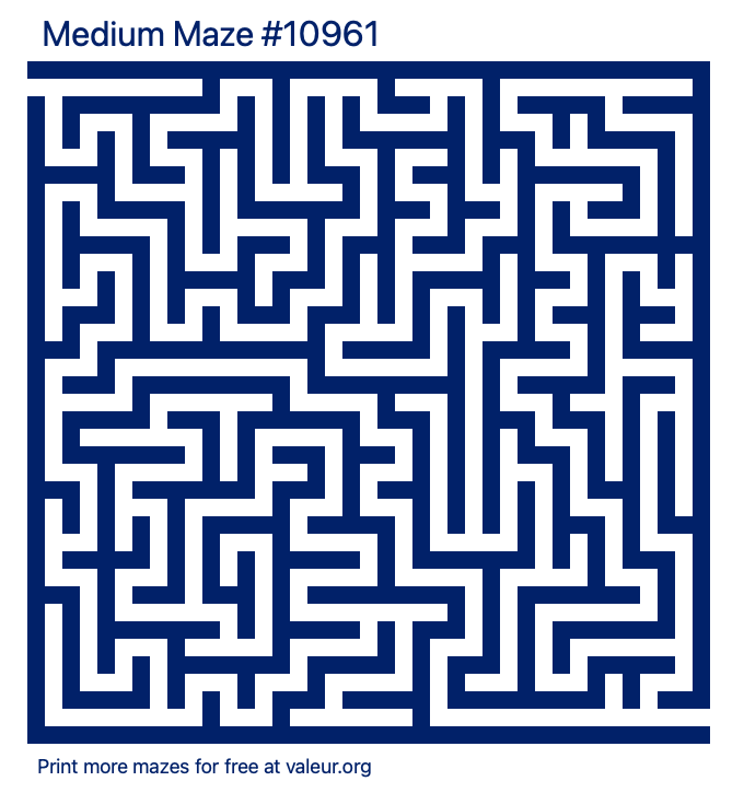 Free Printable Medium Maze number 10961