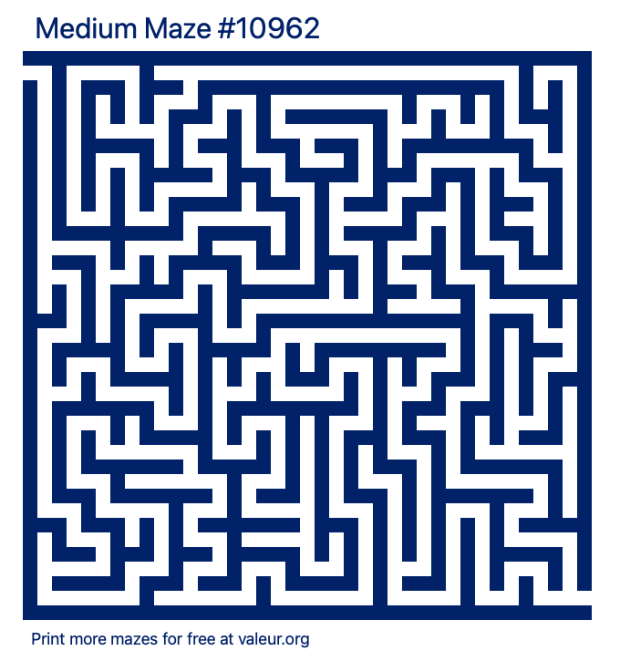Free Printable Medium Maze number 10962