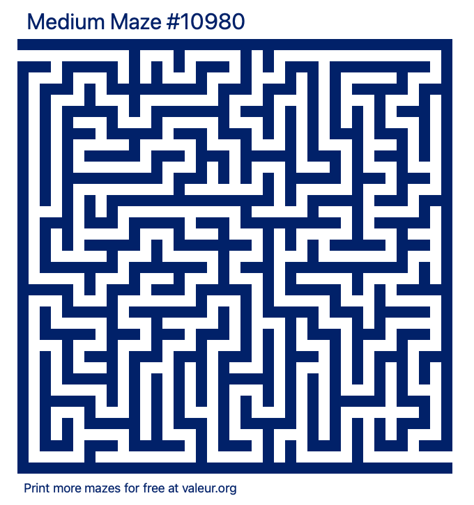 Free Printable Medium Maze number 10980