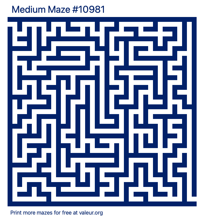 Free Printable Medium Maze number 10981
