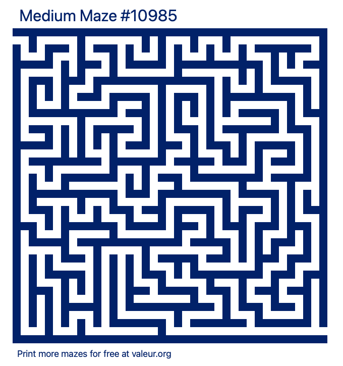 Free Printable Medium Maze number 10985