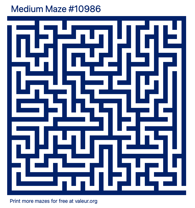 Free Printable Medium Maze number 10986