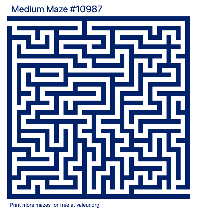 Free Printable Medium Maze number 10987