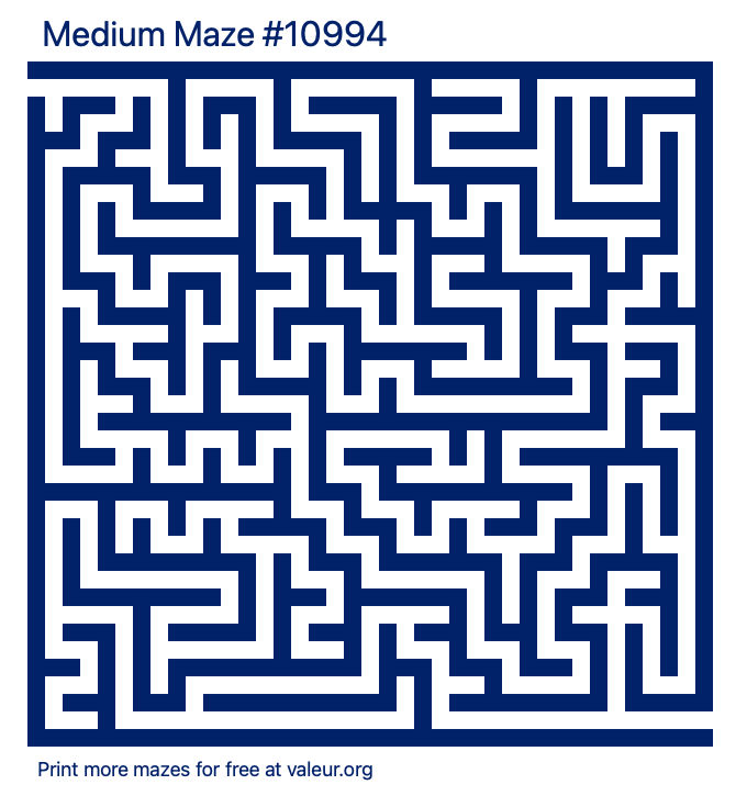 Free Printable Medium Maze number 10994