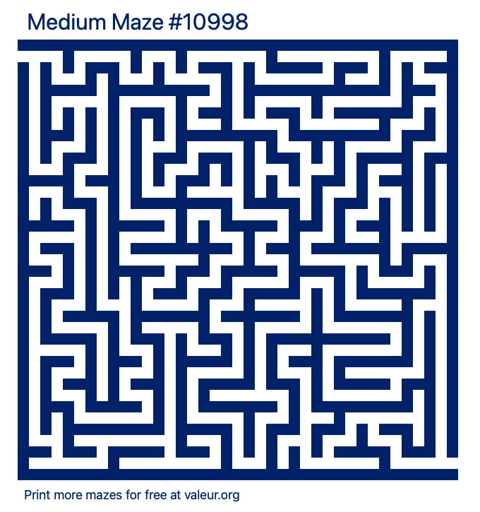 Free Printable Medium Maze number 10998