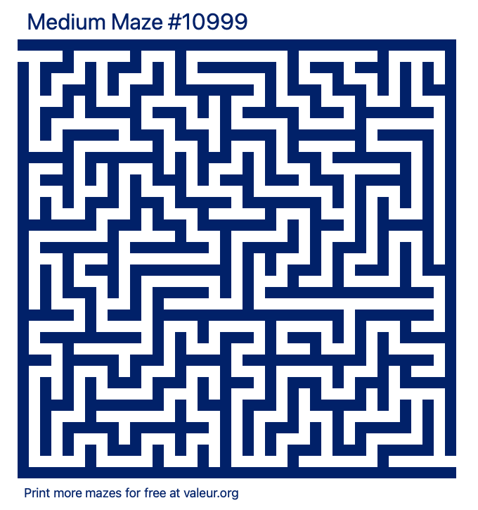 Free Printable Medium Maze number 10999