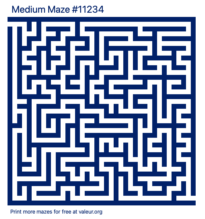 Free Printable Medium Maze number 11234