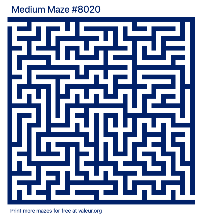 Free Printable Medium Maze number 8020