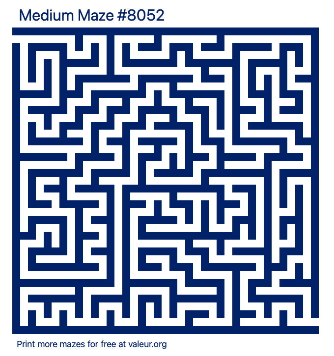 Free Printable Medium Maze number 8052