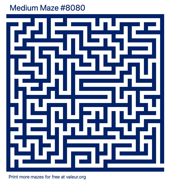 Free Printable Medium Maze number 8080