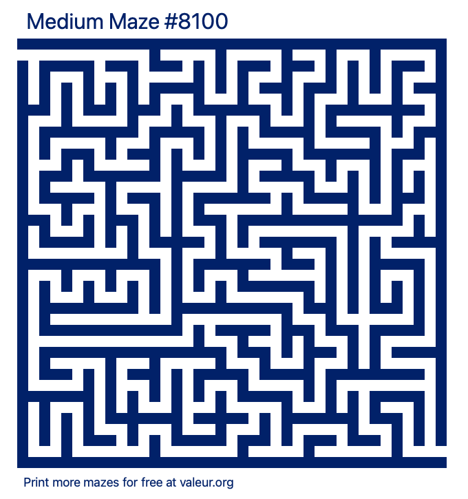 Free Printable Medium Maze number 8100