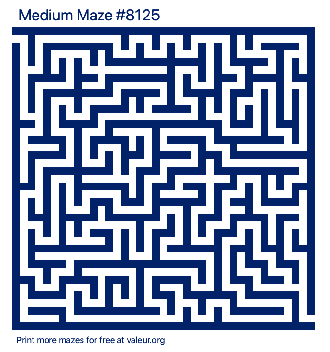 Free Printable Medium Maze number 8125