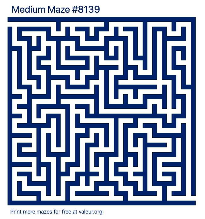 Free Printable Medium Maze number 8139