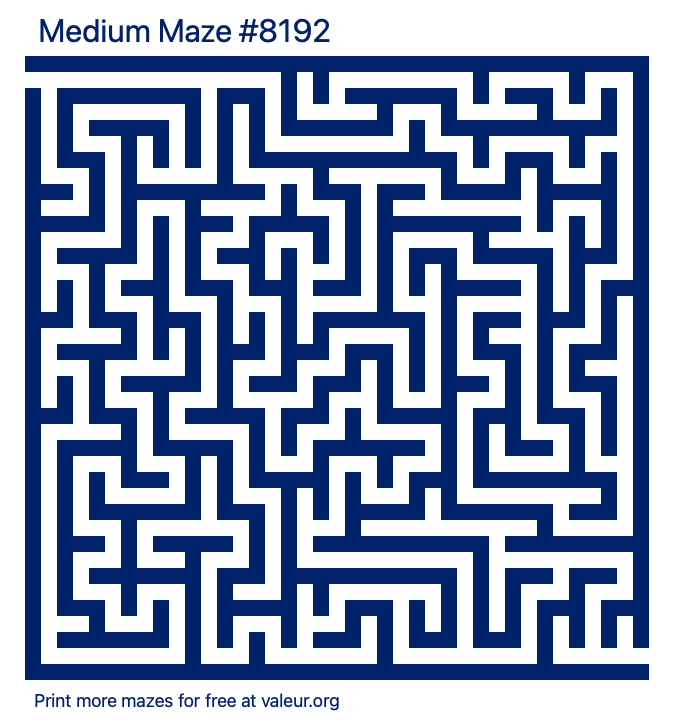 Free Printable Medium Maze number 8192