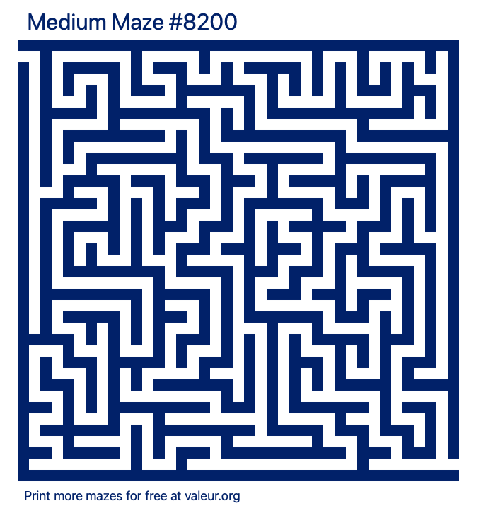 Free Printable Medium Maze number 8200