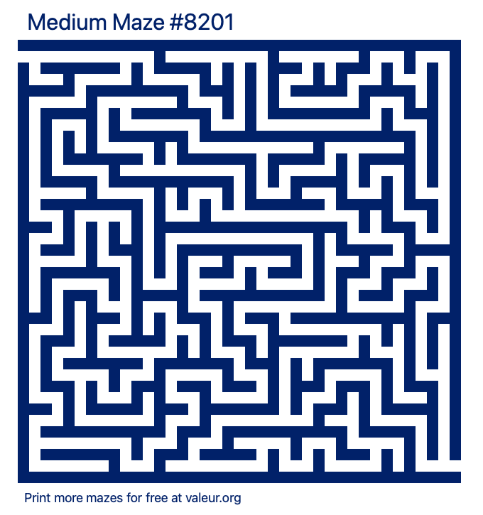 Free Printable Medium Maze number 8201