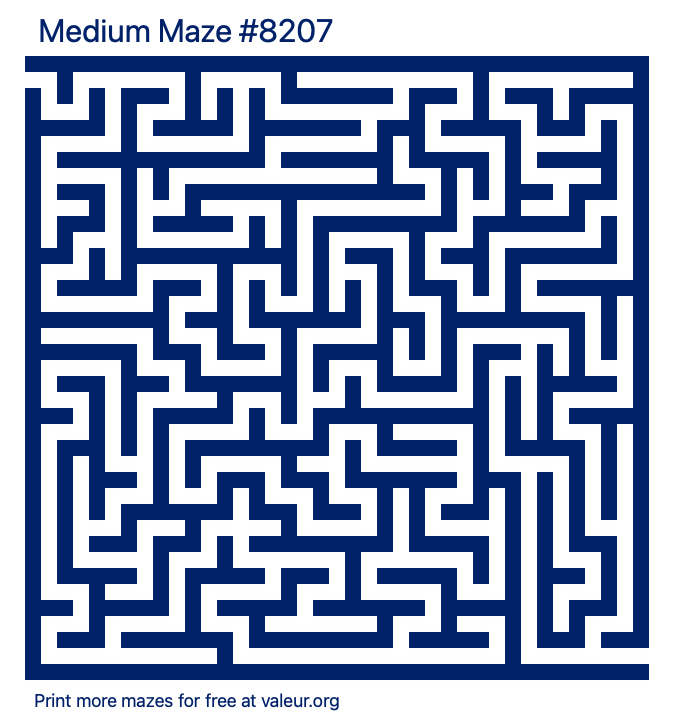 Free Printable Medium Maze number 8207