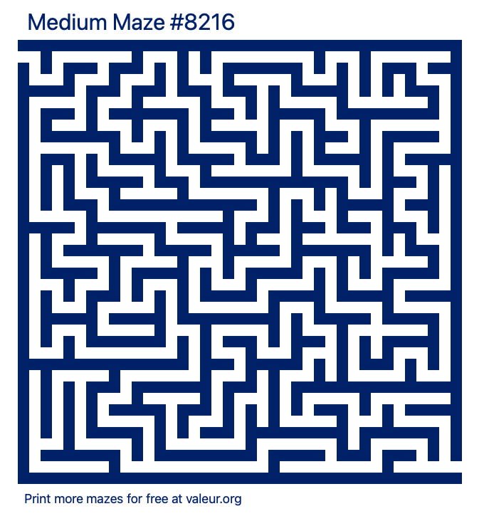 Free Printable Medium Maze number 8216