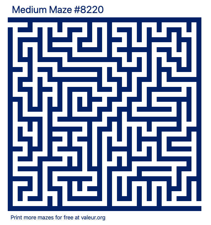Free Printable Medium Maze number 8220