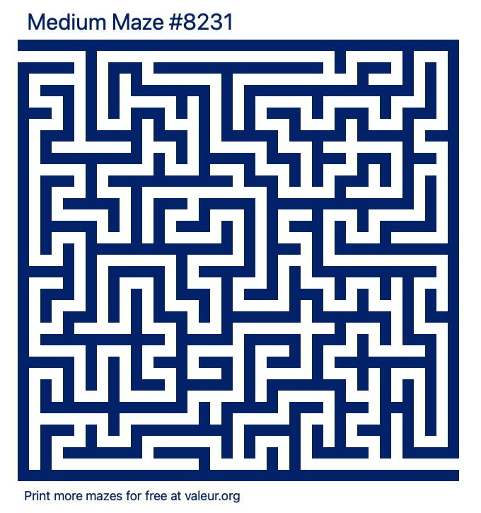 Free Printable Medium Maze number 8231