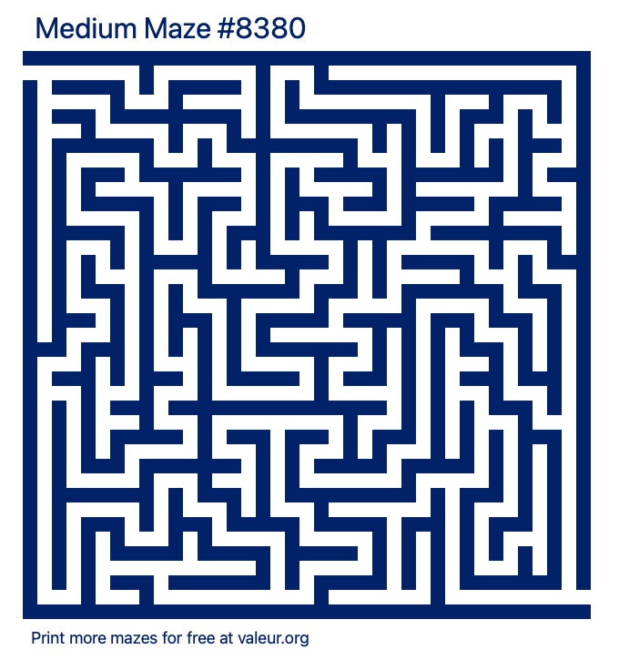 Free Printable Medium Maze number 8380