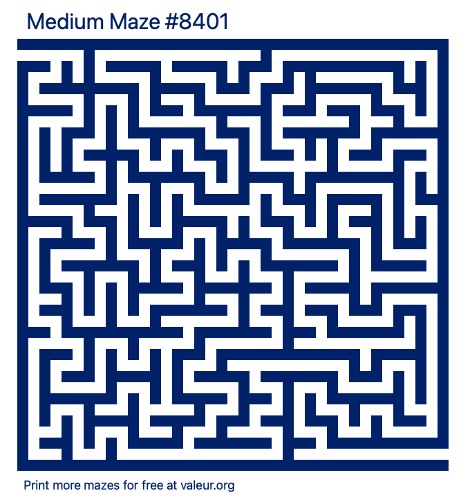 Free Printable Medium Maze number 8401