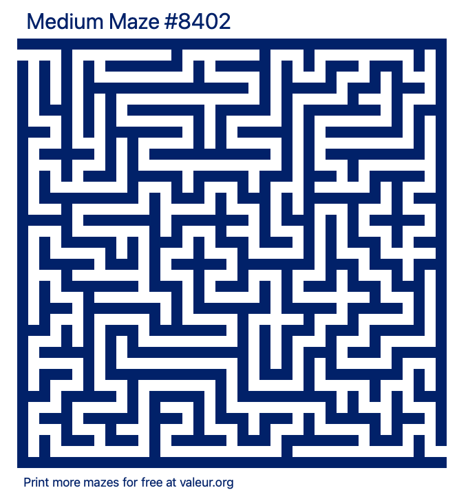Free Printable Medium Maze number 8402