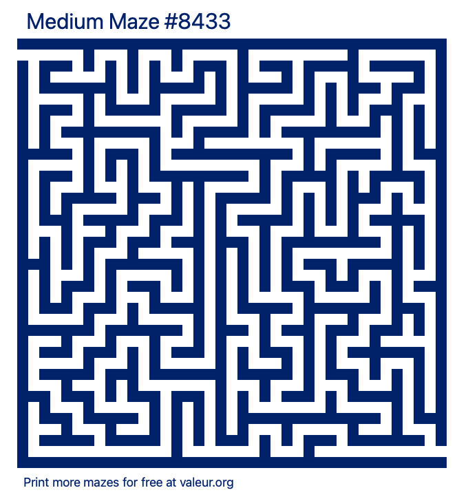 Free Printable Medium Maze number 8433